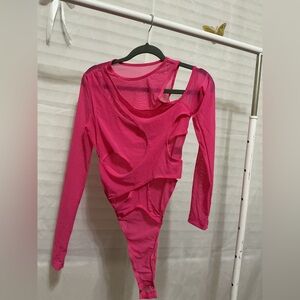 Women's Pink Cutout Bodysuit Top